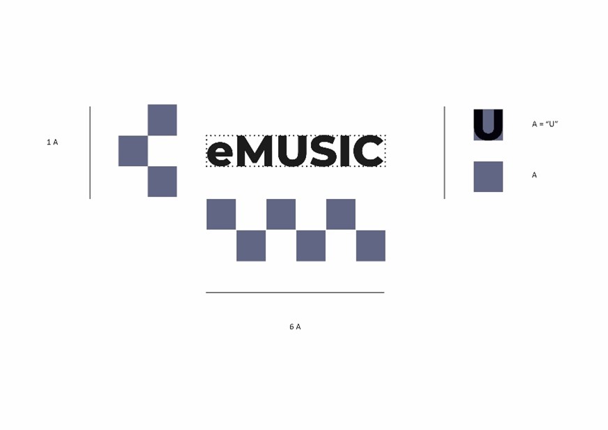 Figura 6. Construcción logotipo eMusic. Imagen propia. 2022.